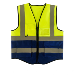 เสื้อกั๊กนิรภัยสะท้อนแสง Elite Vanguard International รุ่น Hi Visibility ผลิตจากโพลีเอสเตอร์รักษ์โลก สำหรับงานอุตสาหกรรม สีเหลือง-น้ำเงินลายทาง แบบ unisex - Product Image 1