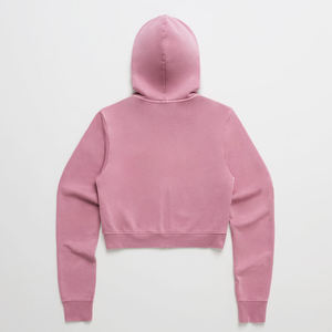 Sweat à capuche court en molleton doux, imprimé et brodé sur mesure (OEM/ODM), avec surpiqûres contrastées, 100% coton, hiver - Product Image 2