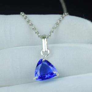 Pendentif en tanzanite bleue de forme triangulaire, argent sterling 925, collier unique avec pierre précieuse, cadeau tendance pour sœur - Product Image 2