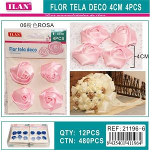 Décorations florales en tissu Ilan 4 cm rose 4 pièces pour décoration de mariage - Product Image 3