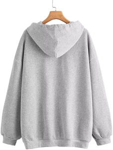 Sweat-shirt à capuche unisexe surdimensionné avec fermeture éclair, couleur unie, en coton French Terry, décontracté, pour l'automne, coupe classique - Product Image 3