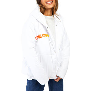 Veste d'hiver pour homme avec fermeture éclair blanche, coupe-vent, rembourrée, décontractée, respirante, imperméable, avec logo personnalisé brodé, imprimé, tricotée - Product Image 1