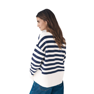 Women's Striped Knitted Cardigan V-Neck Full Sleeve Casual Open <b>Stitch</b> <b>Top</b> Quality All Seasons Wear - Product Image 3