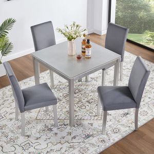 Set da Pranzo in Legno a 5 Pezzi con Tavolo Quadrato e 4 Sedie Imbottite per Uso in Cucina - Product Image 1