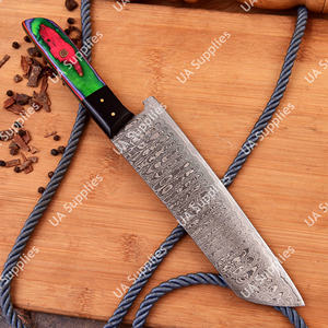 Cuchillo de Chef Santoku de Acero de Damasco Hecho a Mano y Personalizado, Hoja de 8 Pulgadas Personalizable, Mango Ergonómico de Madera y Resina Epoxi, Estilo Tradicional - Product Image 4