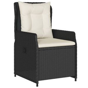 Juego de comedor de jardín con reposabrazos ajustables de 7 piezas, ratán PE negro - Product Image 3