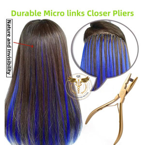 Hair <b>Extension</b> Pliers Blue Handle Stainless Steel <b>Micro</b> Ring Nano Ring Applying Crimping Pliers Hair <b>Extension</b> Tool Salon - Product Image 6