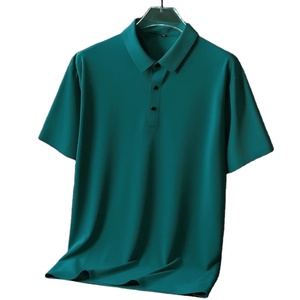 Polo de haute qualité à manches courtes pour hommes, nouvelle collection d'été, haut décontracté en soie glacée en coton/fibre de bambou - Product Image 4