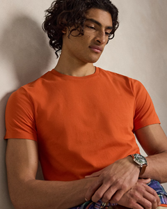Men’s Plain Orange Cotton Crew Neck <b>Short</b> <b>Sleeve</b> T-Shirt – Soft, Lightweight, Comfortable Casual Wear for Everyday Fashion - Product Image 5