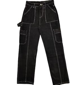 Pantalones Vaqueros Casuales de Moda para Hombre, Estilo Cargo Holgado con Botones, Jeans de Mezclilla para Hombre - Product Image 1