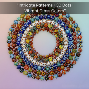 Handmade Lampwork Glass Loose <b>Beads</b> | Colorful Mixed Style Multi Shape Dotted Designs | DIY Crafts 8" Strand - Product Image 3