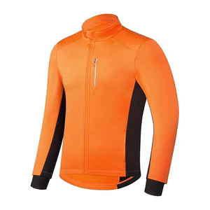 <b>Men's</b> Blue Orange Long Sleeve <b>Cycling</b> Jersey Full Zip Windproof Quick Dry 100% Polyester <b>Jacket</b> Color Blocked Design - Product Image 3