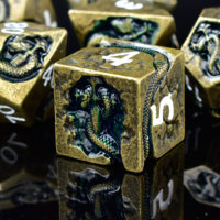 Dés de jeu de rôle polyédriques en métal massif sculpté en forme de serpent, 7 pièces, disponibles en bleu, rouge, vert, noir, pour Dungeons & Dragons