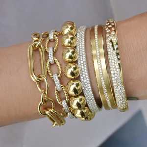 Open Cuff Bangle <b>Bracelet</b> 14k <b>Solid</b> Gold Pave Set Modern Classic Stackable Bridal Wedding Round Cut Lab Diamond Dainty Wristband - Product Image 6