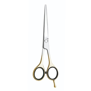 Ciseaux de coiffeur professionnels couleur argent avec manche doré, lames en acier inoxydable ultra-affûtées pour la coupe de cheveux en salon - Product Image 1