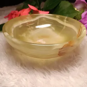 Cuenco de piedra artesanal, centro de mesa de piedra natural, ónix de alta gama hecho a mano, accesorio decorativo de lujo pulido - Product Image 5