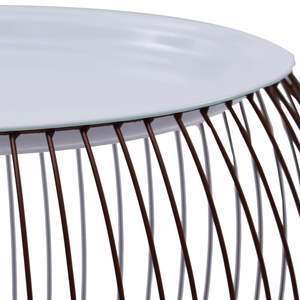 Tavolino da Caffè Rotondo in Metallo Oro e Bianco con Vano Portaoggetti Compatto in Materiale MDF - Product Image 4