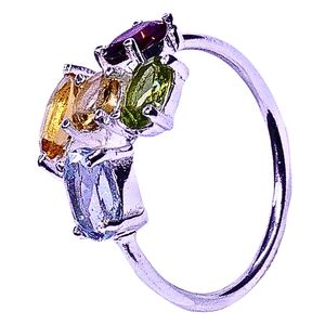 Wedding Wear 925 Sterling Silver Gold Plated Jewelry Multi Tourmaline Gemstone Women Wear Classc <b>Couple</b> <b>Ring</b> - Product Image 1