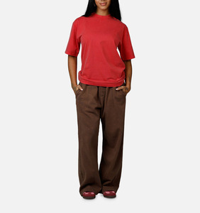 Women Red Crew Neck T-Shirt Short Sleeve Loose Fit 100% Cotton Plain Dyed Jersey Casual Style Everyday <b>Comfort</b> Wear - Product Image 4
