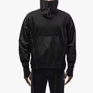 Sweat à capuche Techwear personnalisé pour homme, col montant Cyberpunk, streetwear tactique, pull-over urbain Ninja Darkwear, sweat-shirt oversize - Product Image 2