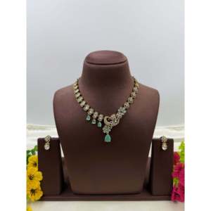 Indian Ethnic <b>Artificial</b> <b>Jewellery</b> Sneha Victorian Premium Pearl Crystal Necklace - Product Image 6