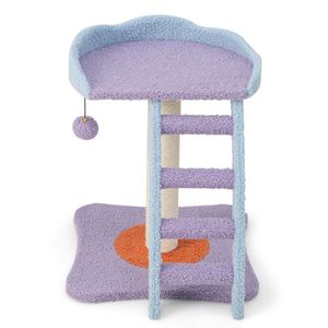 Albero per Gatti Multifunzionale e Tiragraffi con Scala, Design in Peluche per un Comodo Gioco - Product Image 2