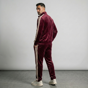 <b>Men</b> <b>Thermal</b> Woven Velvet Tracksuit Set Zip up Hoodie Jogger Pants Soft Velour Streetwear Casual Outfit 100% Polyester - Product Image 2
