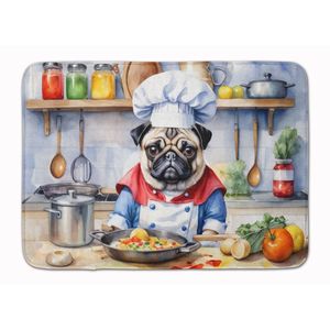 Alfombra de cocina de espuma viscoelástica Pug the Chef, cojín antifatiga lavable a máquina, alfombra de baño cómoda o alfombra de cocina - Product Image 1