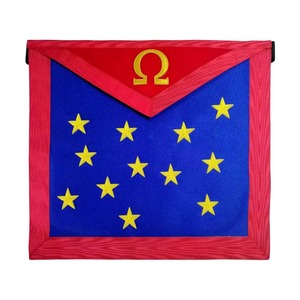 Delantal del Rito Escocés de 19.º Grado - Estrellas Doradas y Signo Omega, Diferentes Estilos de Color con Logotipo de Logia Personalizado - Product Image 1