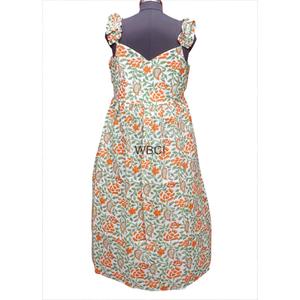 Robe longue trapèze indienne imprimée au bloc pour mariage, 100 % coton, idéale pour l'été, design moderne et élégant pour femme - Product Image 2