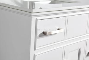 36 Inch Modern Solid Wood Plywood Floor Mounted Vanity Combo <b>Bathroom</b> Cabinet <b>Mirror</b> Countertop Included White/Natural Finish - Product Image 4