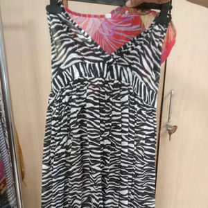 Robe longue en coton extensible à imprimé zèbre noir et blanc, sans manches, style bohème, décontractée, pour l'été, la plage ou les vacances, couleurs personnalisées - Product Image 1