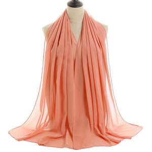 Women Chiffon Scarf Solid Color Long Lightweight <b>Wrap</b> All Seasons Daily Wear Coral <b>Pink</b> - Product Image 2