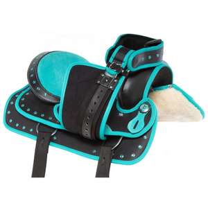 Selle de cheval synthétique légère en nylon pour l'équitation en montagne, l'entraînement à la ferme, avec accessoires - Product Image 4