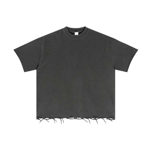 Camisetas Premium para Hombre con Dobladillo Desgastado, Oversize, Lisas, de Algodón Pesado Lavado, Transpirables, Venta al por Mayor - Product Image 3