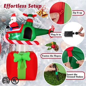 Décorations de Noël gonflables d'extérieur de 6 pieds, Père Noël en avion avec 3 lumières LED et souffleur intégré - Product Image 5