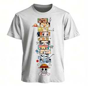 T-shirt à manches courtes pour homme, col rond, imprimé personnages One Piece, coupe sportive régulière, 100% coton, tissu tricoté, séchage rapide - Product Image 6
