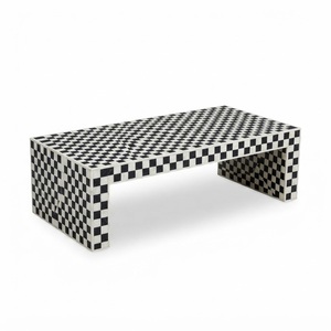 Table basse ronde en os incrusté de motifs floraux bleus et blancs, artisanale, fabriquée par des artisans indiens, table de salon, vente en gros, incrustation personnalisée - Product Image 2