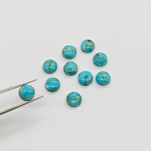 Vente en gros de bijoux en turquoise naturelle de Kingman, cabochons ronds de 8 mm, pierres précieuses calibrées, pour la création de bijoux et accessoires DIY - Product Image 6