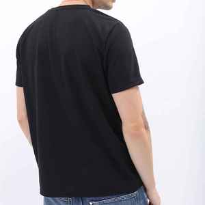 เสื้อยืดคอกลมแขนสั้นสีดำสำหรับผู้ชาย ทรงเข้ารูป สไตล์ลำลอง ผ้าถักเนื้อผ้าเจอร์ซีย์ ระบายอากาศได้ดี ผลิตจากผ้าฝ้าย 100% สีพื้น - Product Image 6