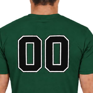 T-shirt ajusté vert foncé pour homme, manches courtes, col rond, imprimé personnalisé, coupe slim, décontracté, en coton, vente en gros, streetwear, sport - Product Image 4
