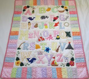 Bindian <b>Handmade</b> Multicolor Hawaiian <b>Quilts</b> With Alphabet Letters Work 100% Cotton <b>Quilts</b> For Home, Hotel, Occasions Decor - Product Image 3