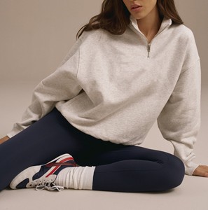 Custom <b>Drop</b> Shoulder Pullover Sweatshirts Women's Oversized Half Zip <b>Stand</b> Collar Sweatshirts Wholesale High Quality Sweatshirts - Product Image 5