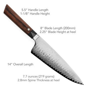 Couteaux de chef en acier Damas de haute qualité personnalisables avec personnalisation OEM Garantie de 3 ans - Product Image 2