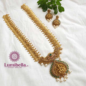 Lekshmi Intricate Long Haram Necklace Set-Fashion Jewelry - Product Image 1