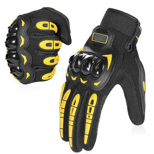Modern Design Men's Leather Protection Motorbike Gloves Full <b>Finger</b> Breathable Touchscreen Compatible Adjustable Wrist <b>Strap</b> - Product Image 2