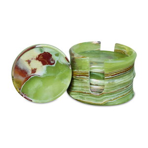 Juego de 6 Posavasos Personalizados con Soporte, Posavasos de Piedra Natural, Color Verde Lujoso, Mármol Violeta, Decoración para el Hogar - Product Image 2