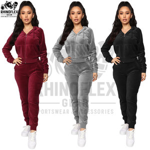 Women's Tracksuit <b>Velvet</b> Hooded Cardigan <b>Jacket</b> Flared Pants Jogger Sweatpants 2 Piece Set For Women - Product Image 3