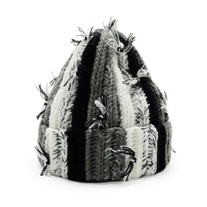 Gorro de Punto Hecho a Mano con Diseño Desgastado y Bordado, Gorro de Invierno Unisex a Rayas, Informal, para Esquí, Uso Diario, 100% Acrílico, Moda Urbana - Product Image 4
