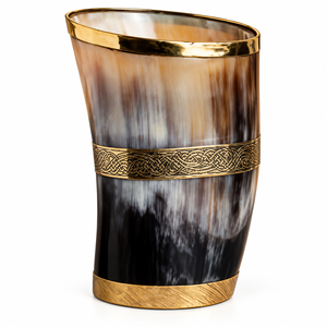 Tasse en corne écologique faite à la main avec couvercle, motif animalier, cadeau de luxe pour les magasins d'articles vikings - Product Image 1